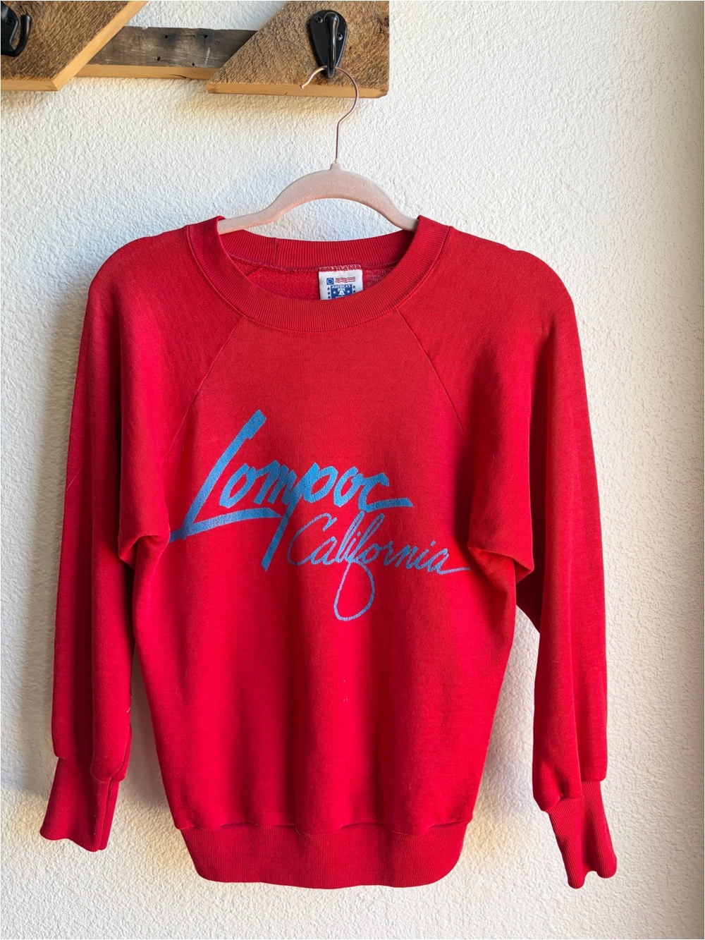 Vintage 80s Red Crewneck Lompoc, CA Sweatshirt Small